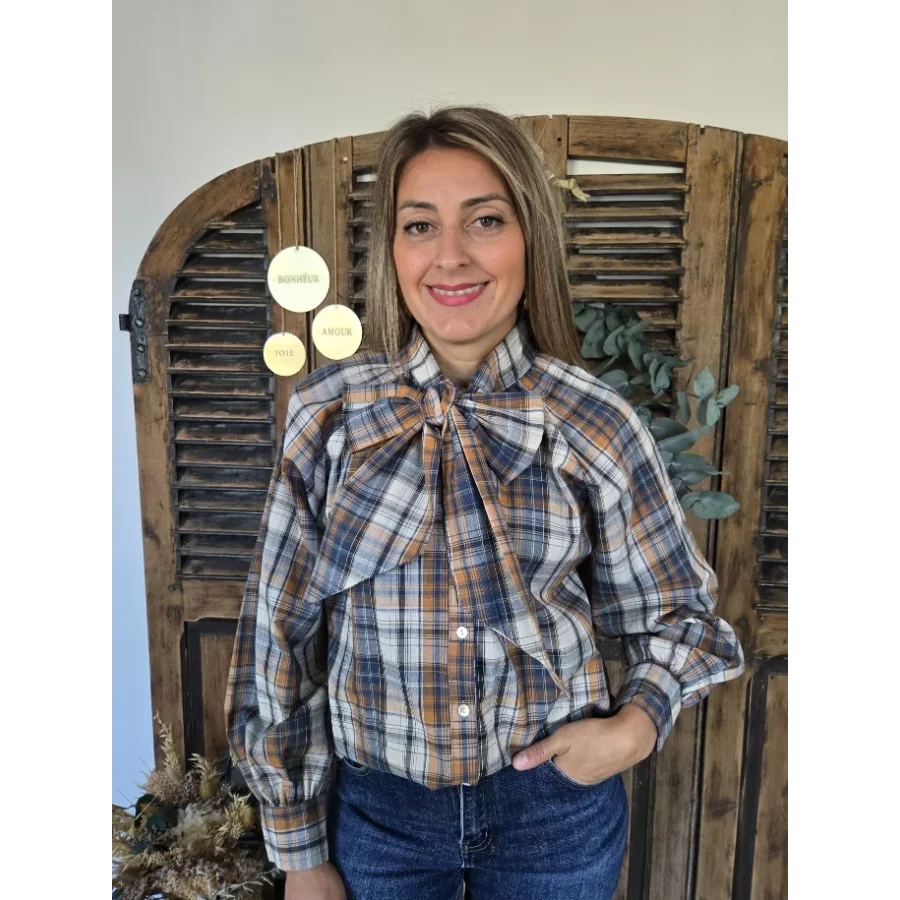 Chemise Virginie carreaux col lavallière