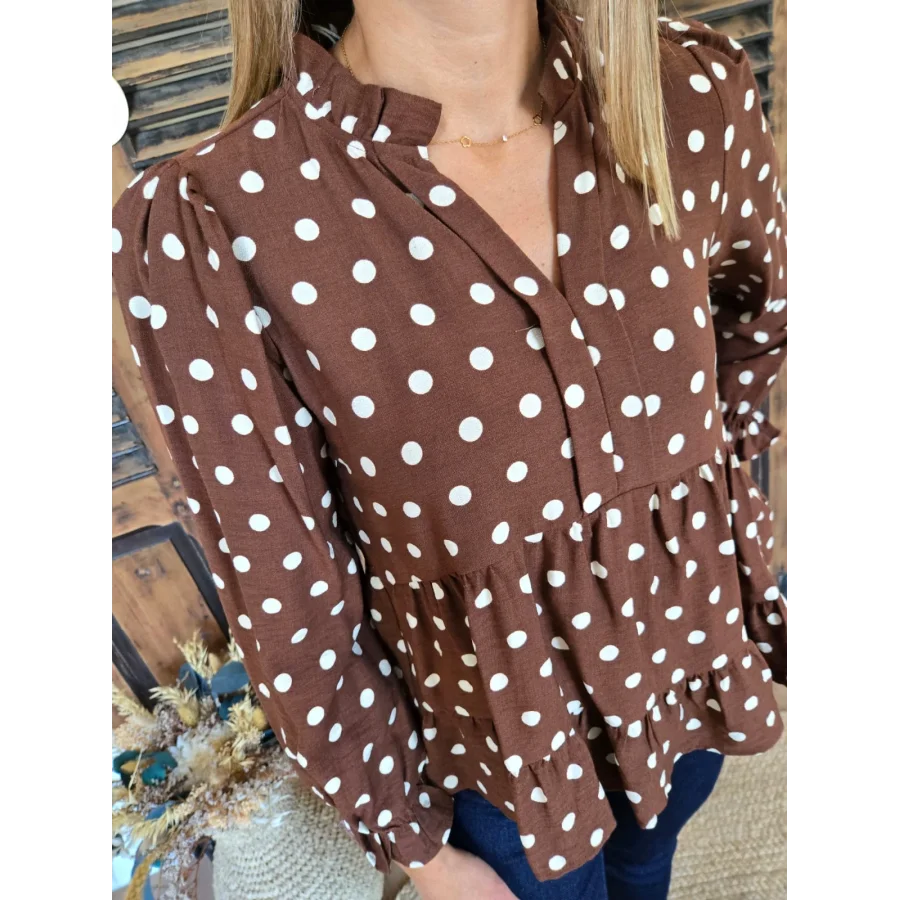 Blouse Elodie choco à pois