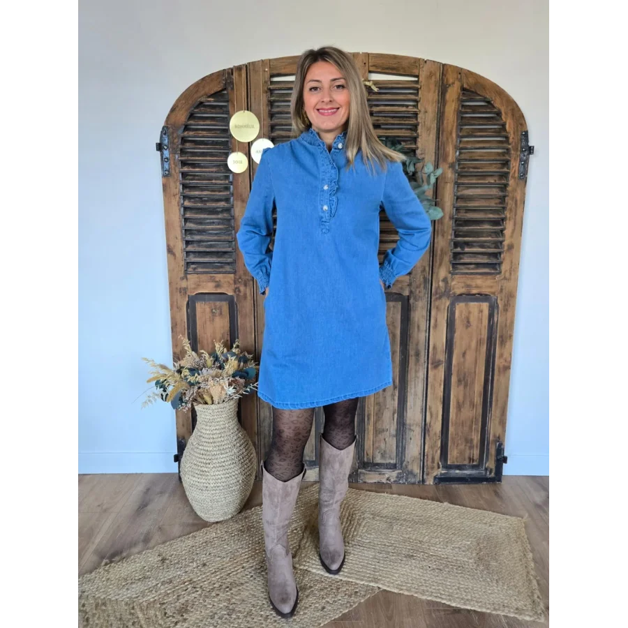 Robe Elya chambray col victorien