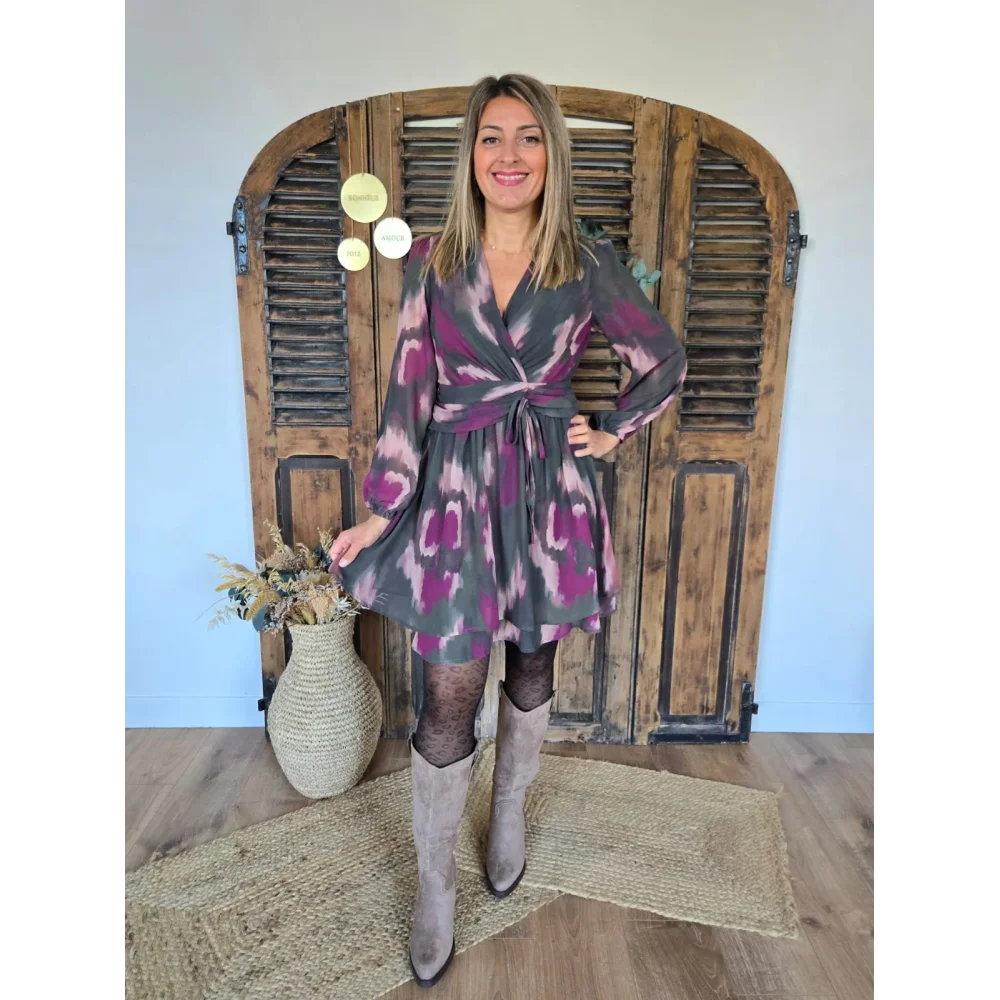 Robe Dorine kaki et lilas