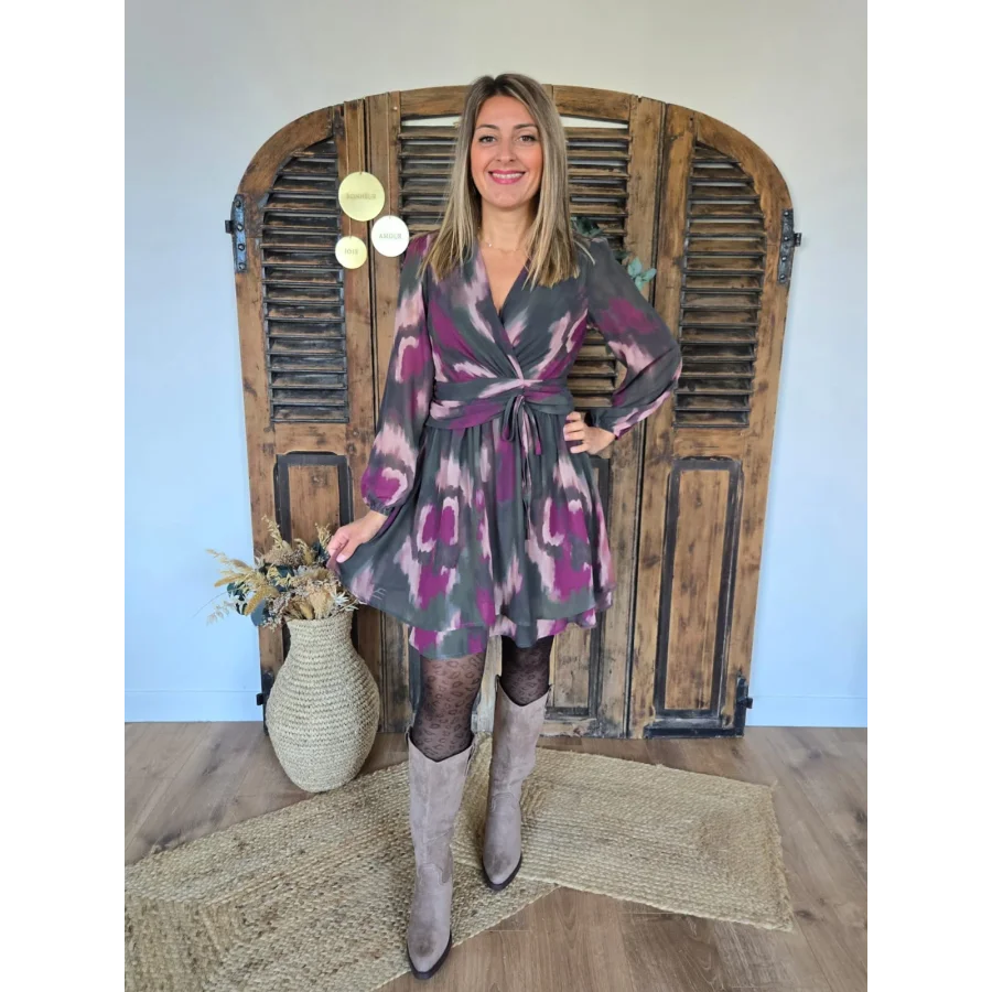 Robe Dorine kaki et lilas