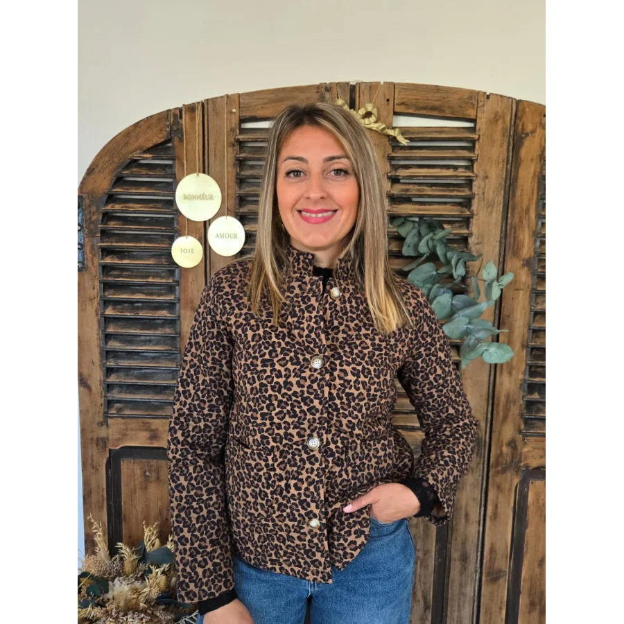 Veste Eloise leopard matelassée