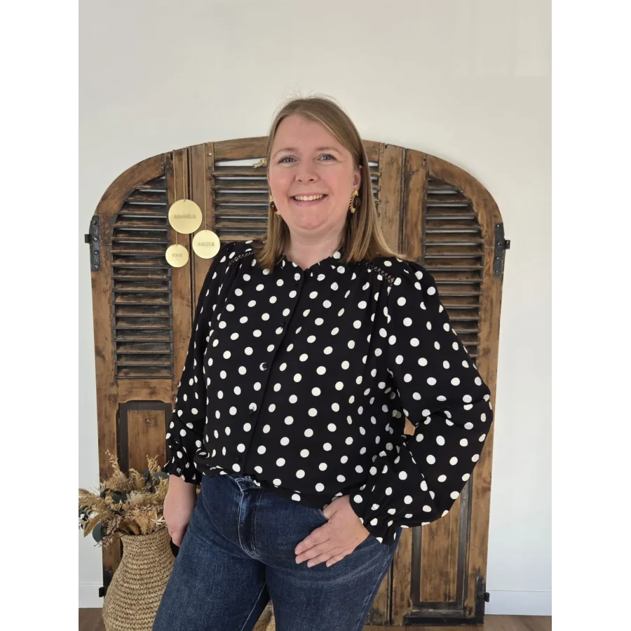 Blouse Clarisse noir à pois
