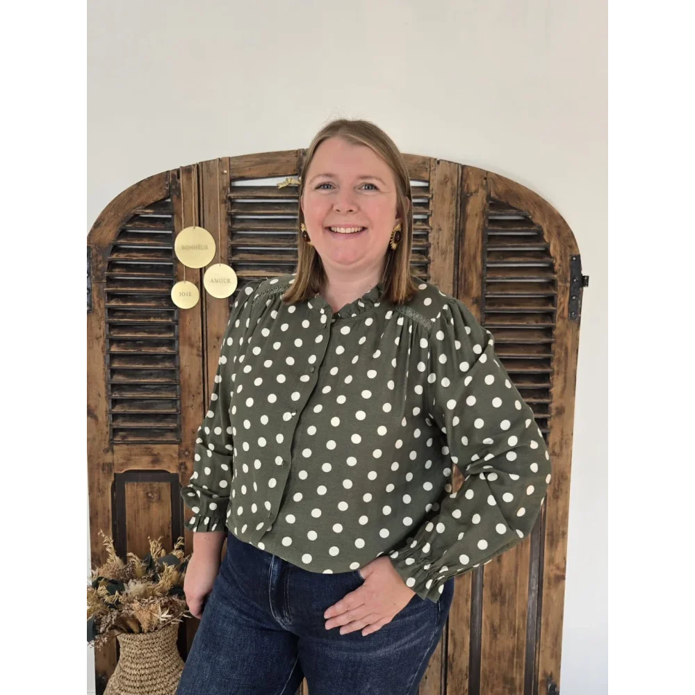 Blouse Clarisse kaki à pois