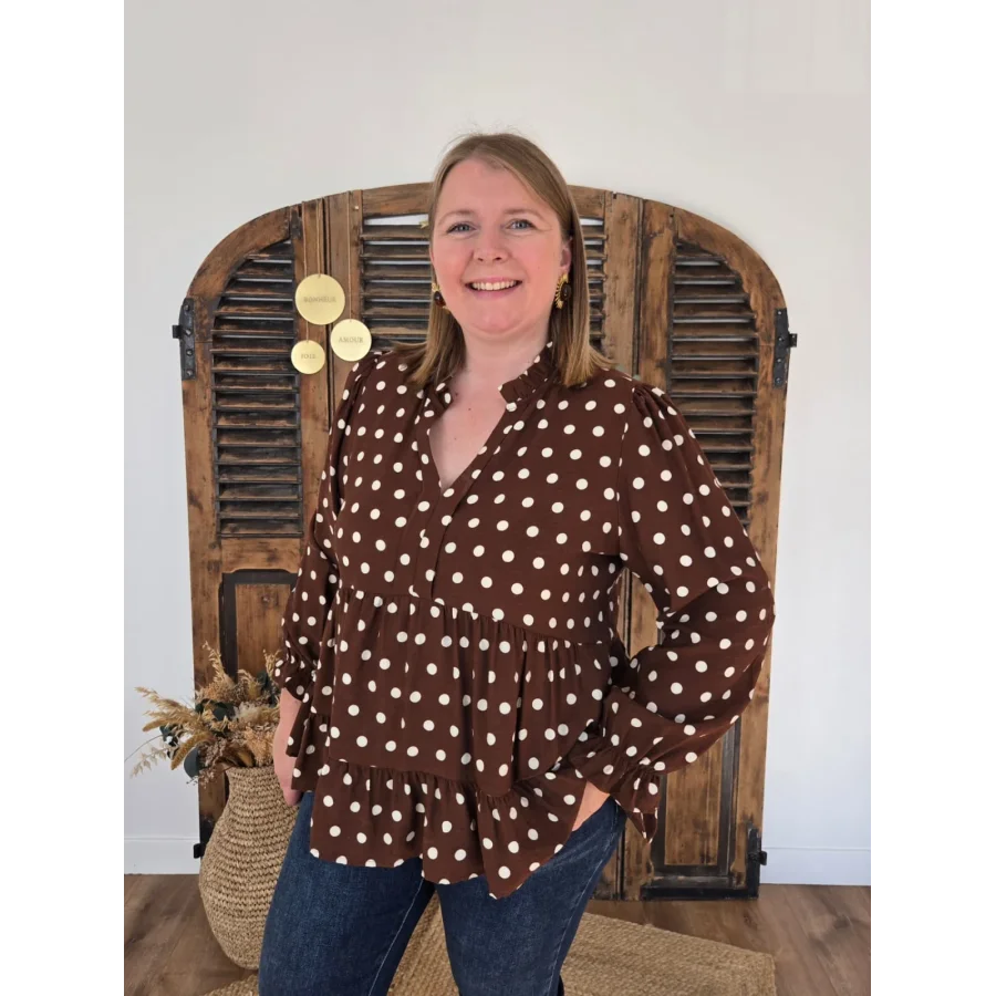 Blouse Elodie choco à pois