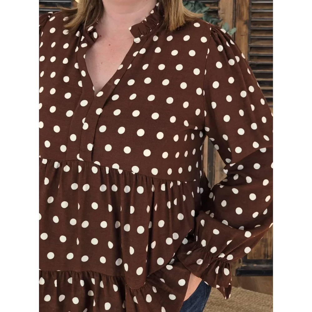 Blouse Elodie choco à pois