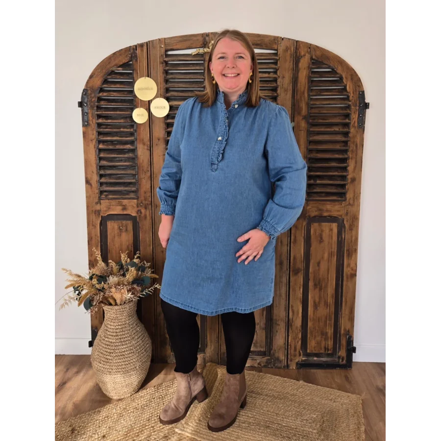 Robe Elya chambray col victorien