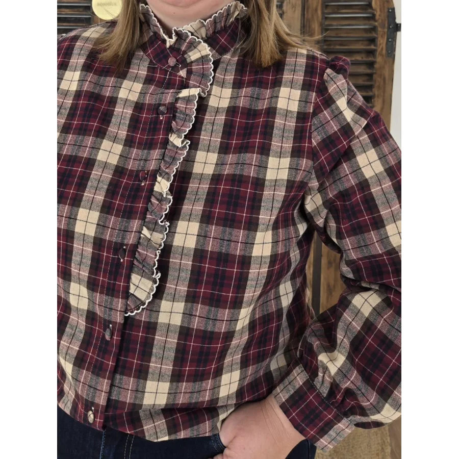 Chemise Eline carreaux bordeaux