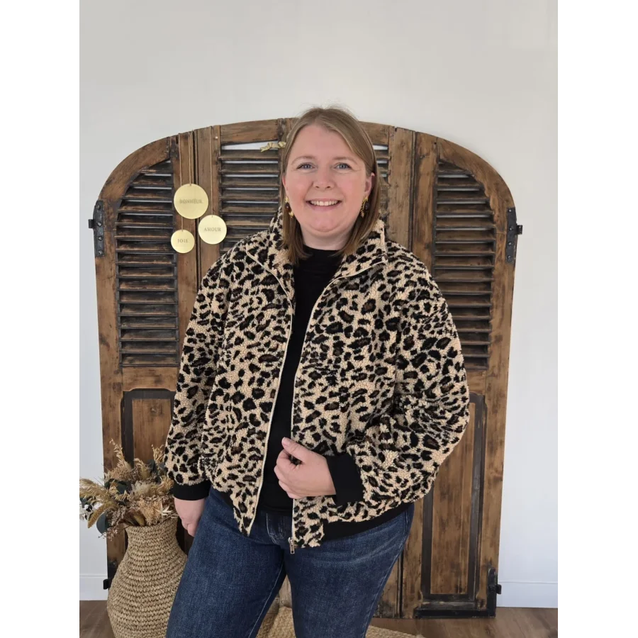 Blouson polaire leopard
