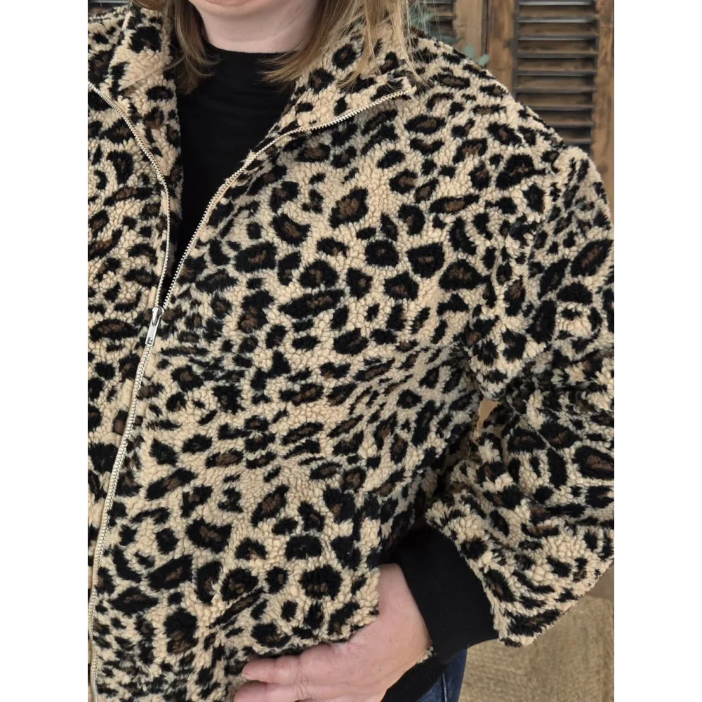 Blouson polaire leopard
