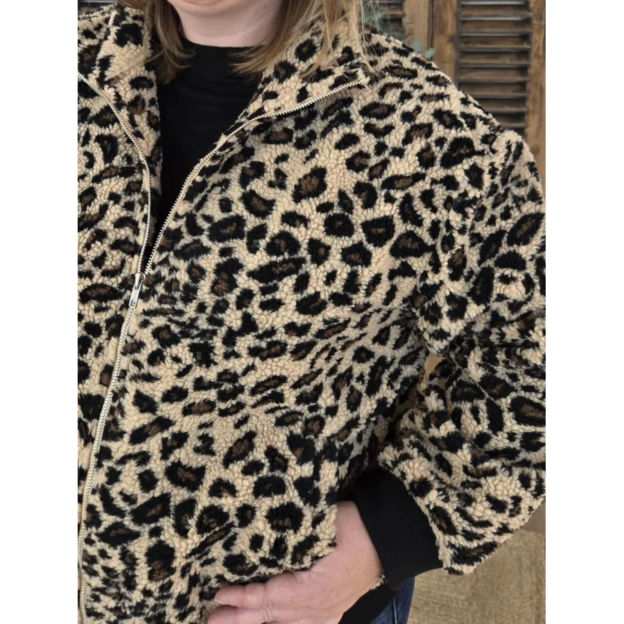 Blouson polaire leopard