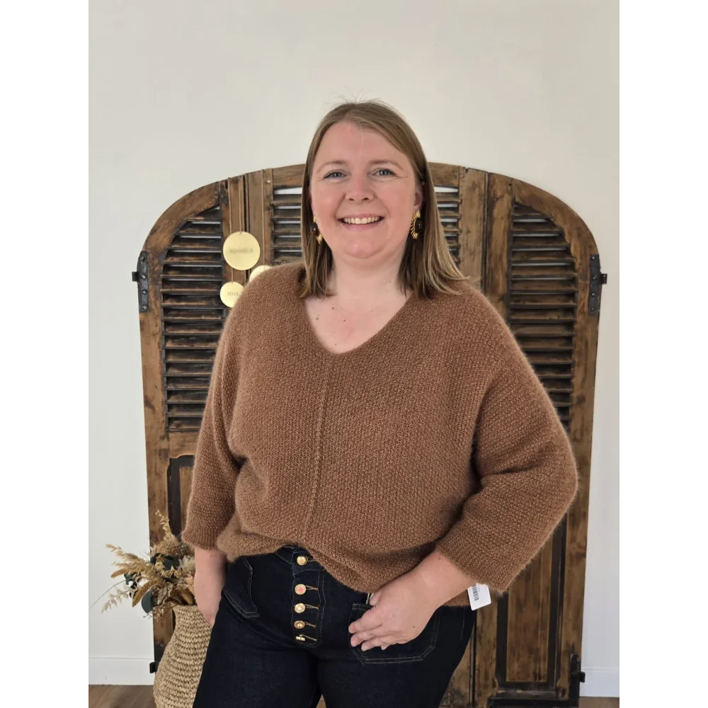 Pull Hugues maille fluffy camel