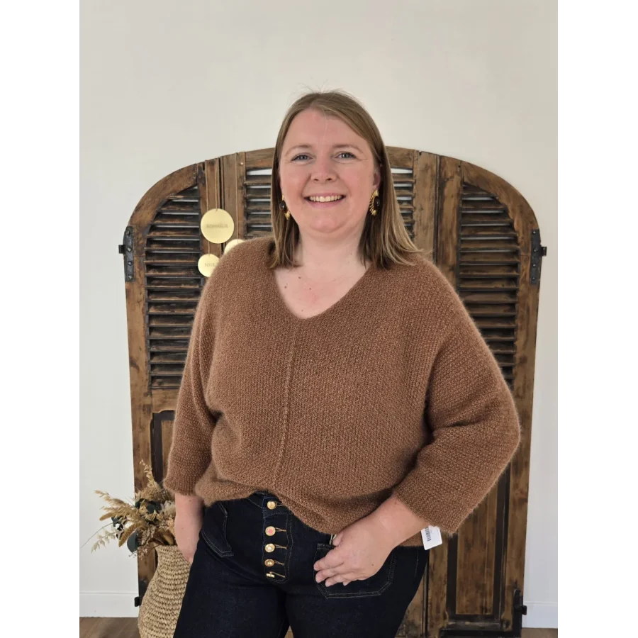 Pull Hugues maille fluffy camel