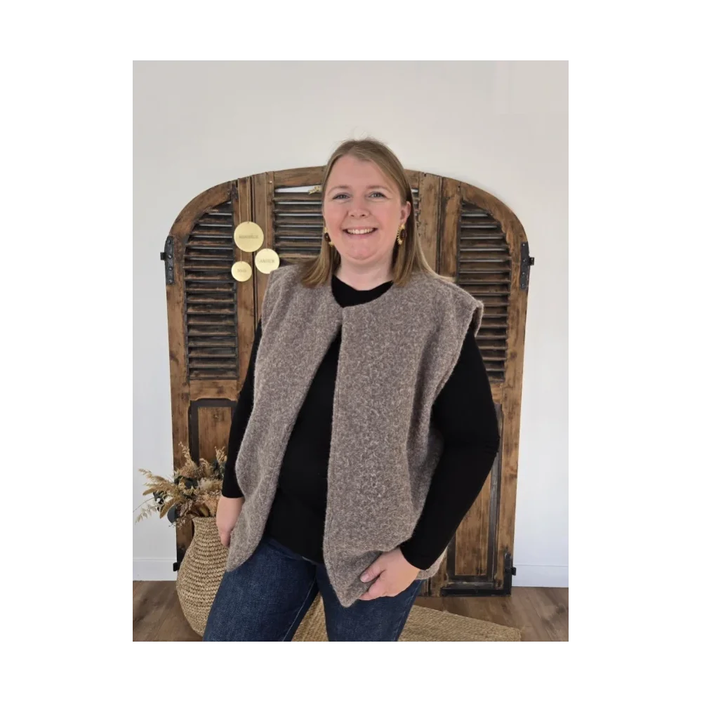 Gilet Veste feutre taupe