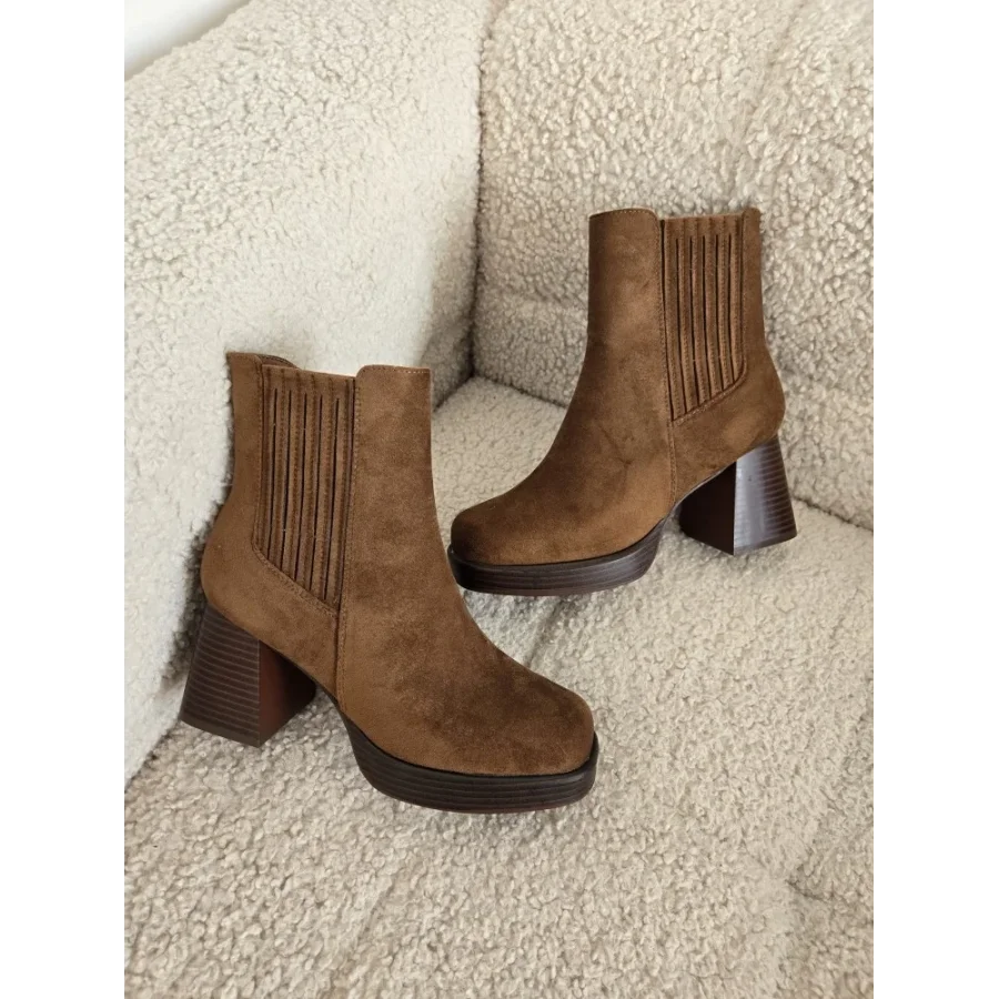 Bottines camel suedine