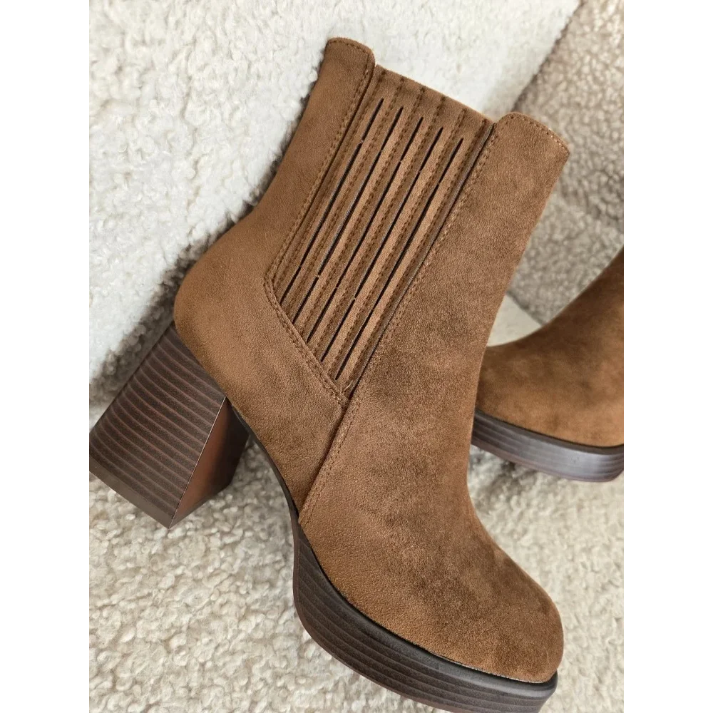 Bottines camel suedine