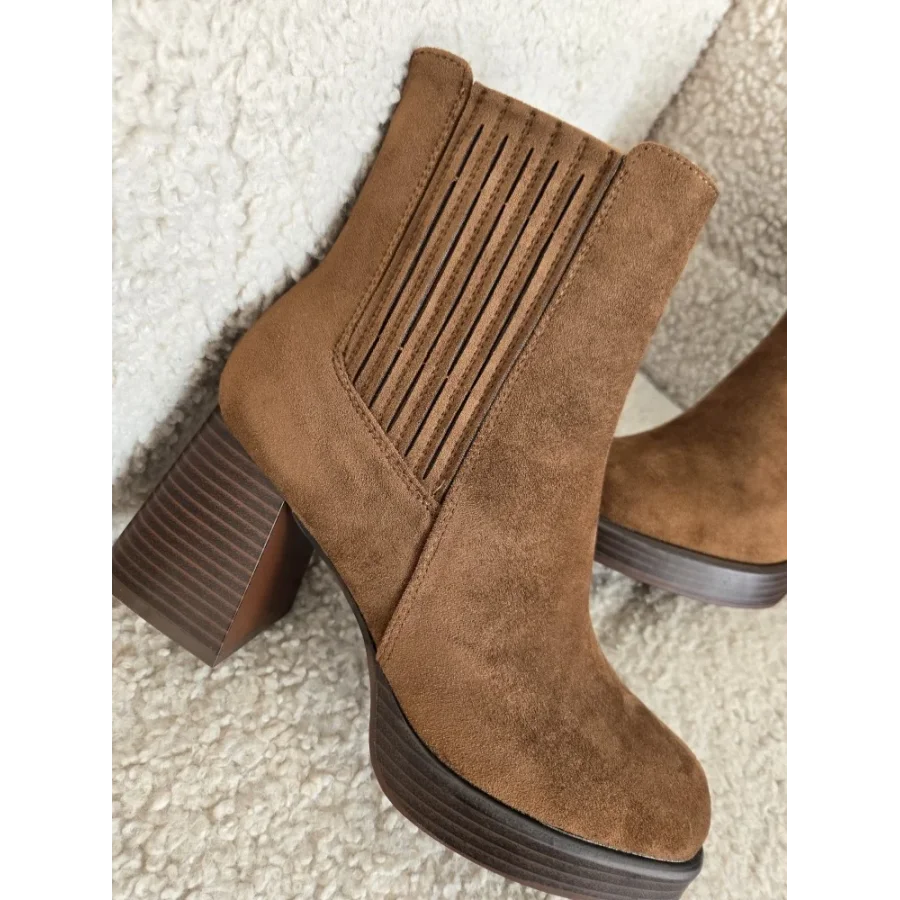 Bottines camel suedine