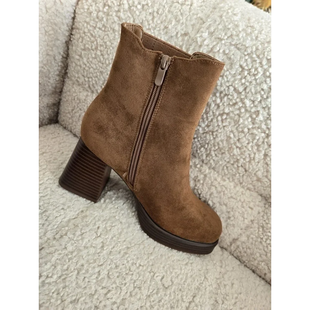 Bottines camel suedine