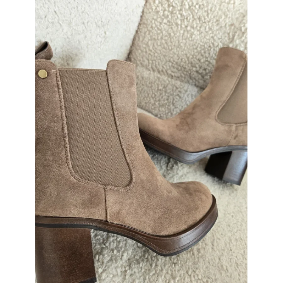 Bottines taupe suedine