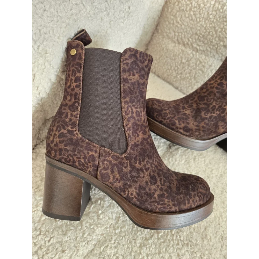 Bottines leopard suedine