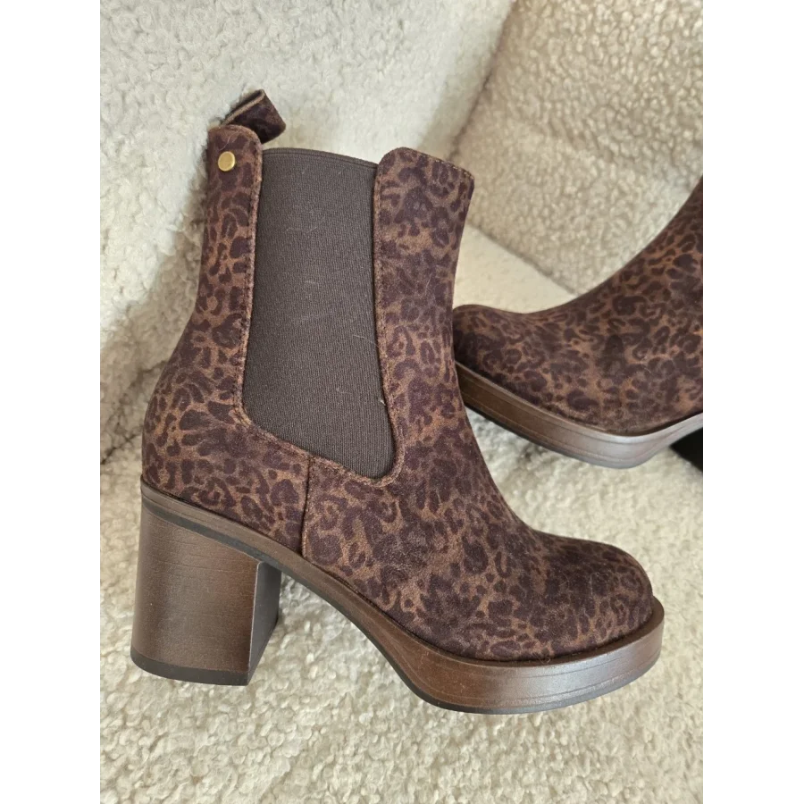 Bottines leopard suedine