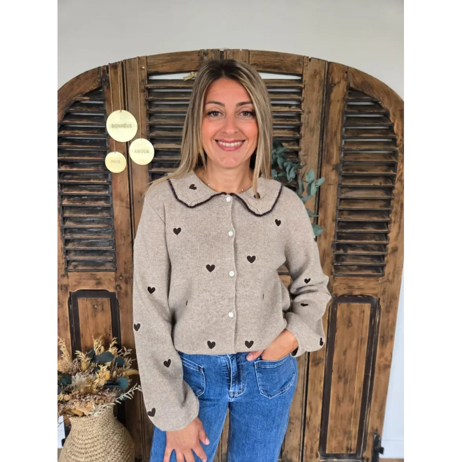 Gilet Dorian taupe coeur