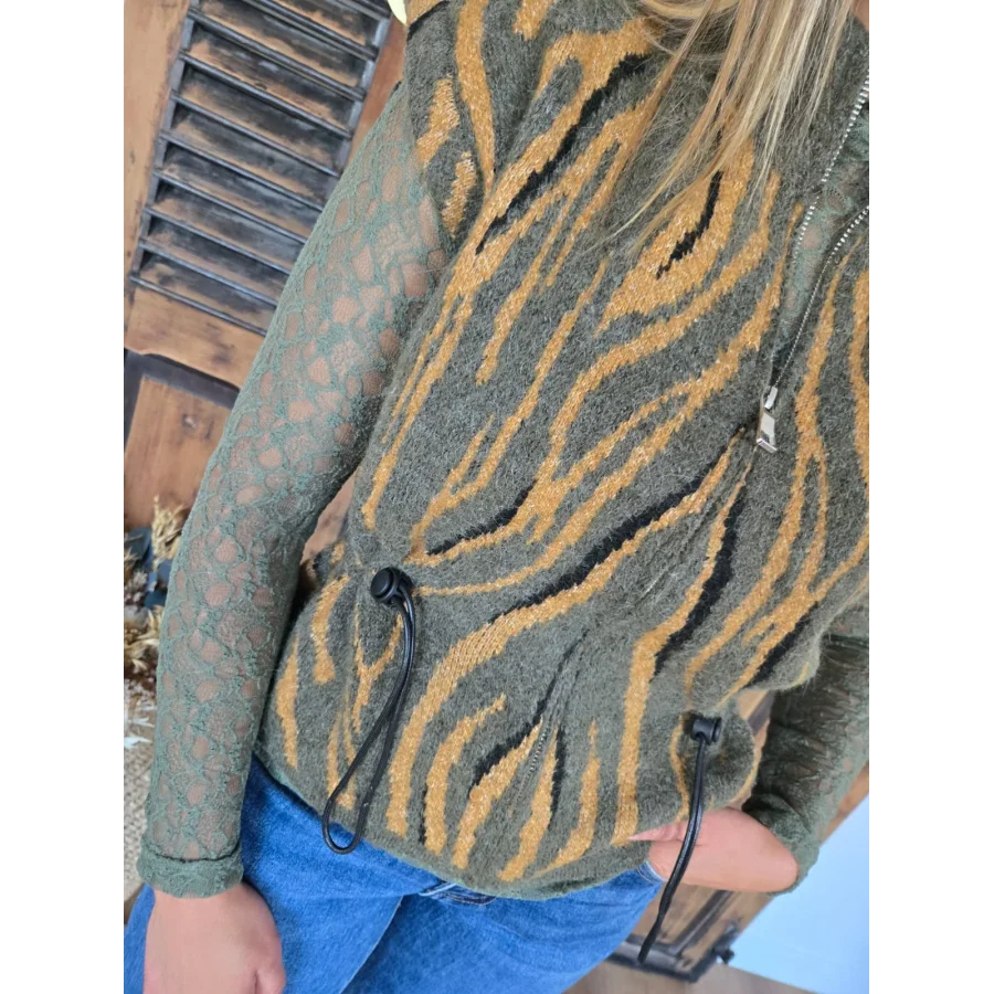 Gilet Celestin zebre kaki