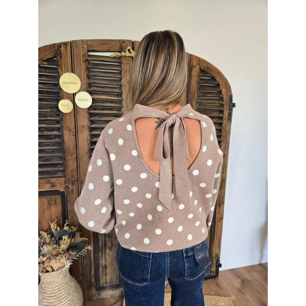 Pull Daniel taupe à pois