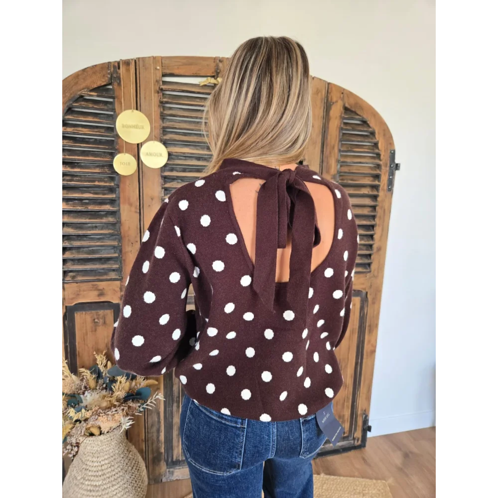 Pull Daniel choco à pois