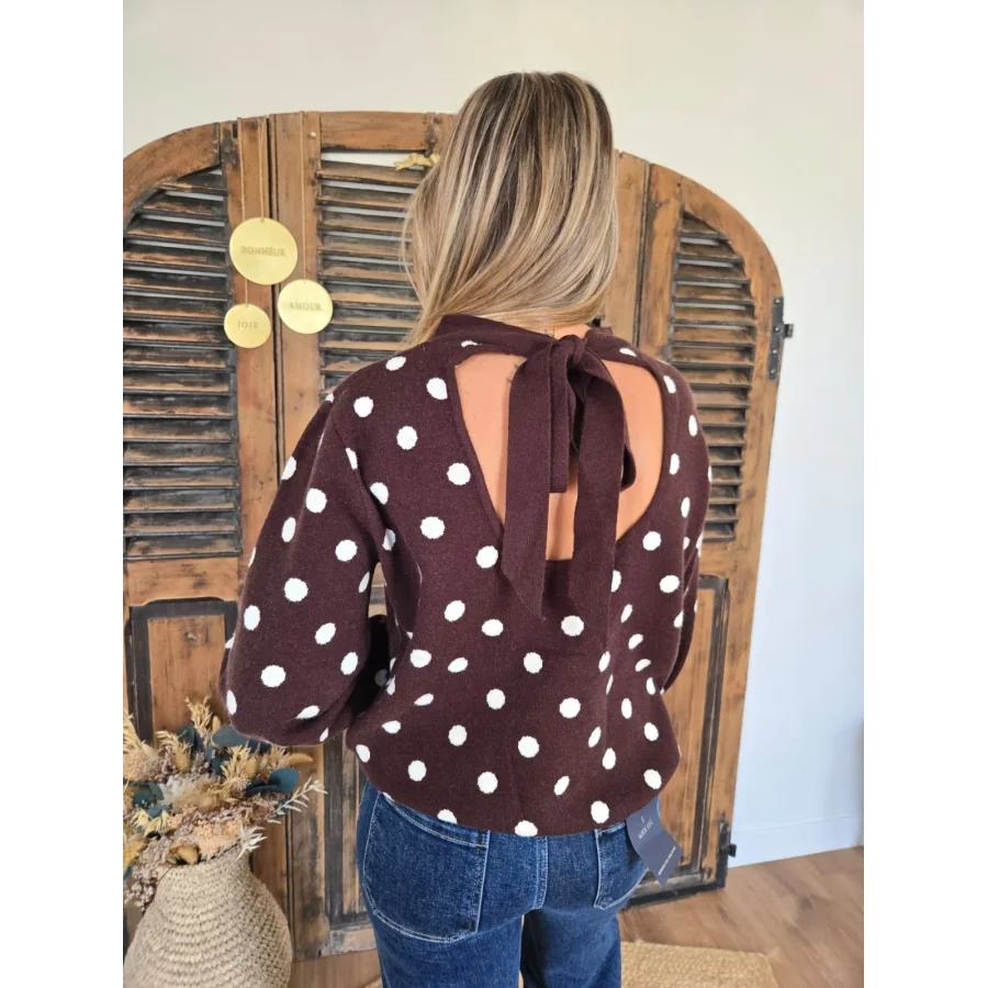 Pull Daniel choco à pois