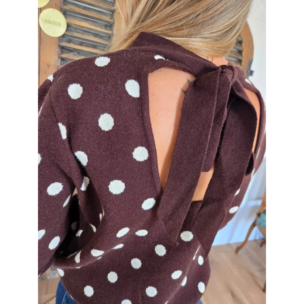 Pull Daniel choco à pois