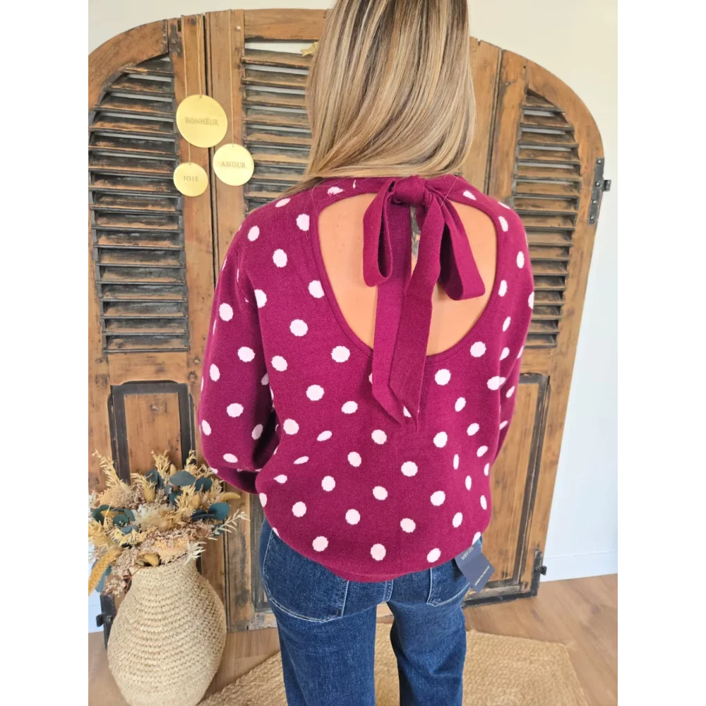 Pull Daniel bordeaux à pois