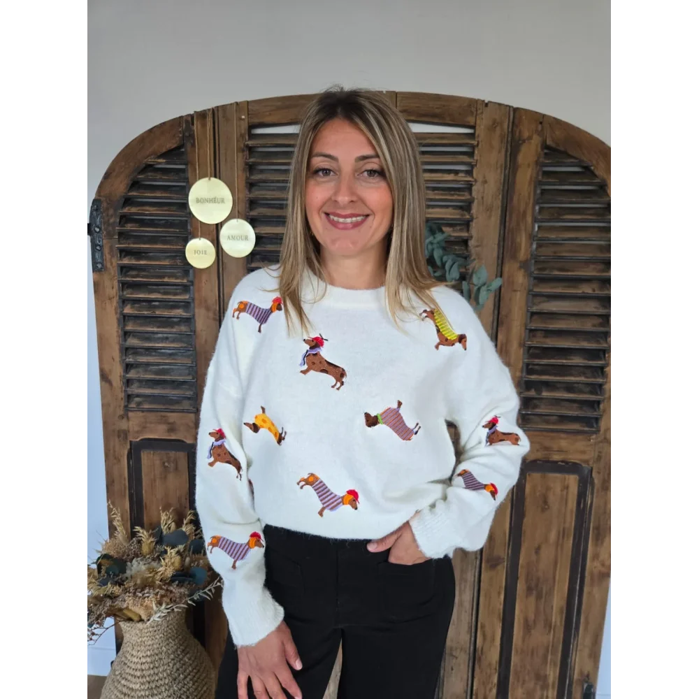 Pull Dominique Teckel ecru