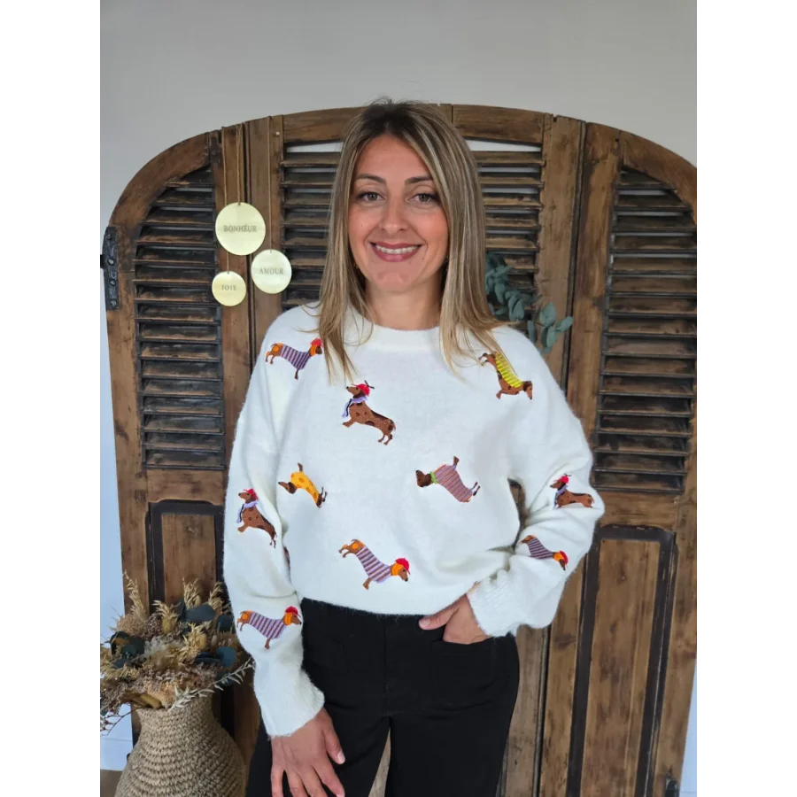 Pull Dominique Teckel ecru
