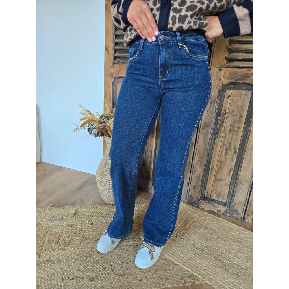 Jean Firmin flare clous bleu brut