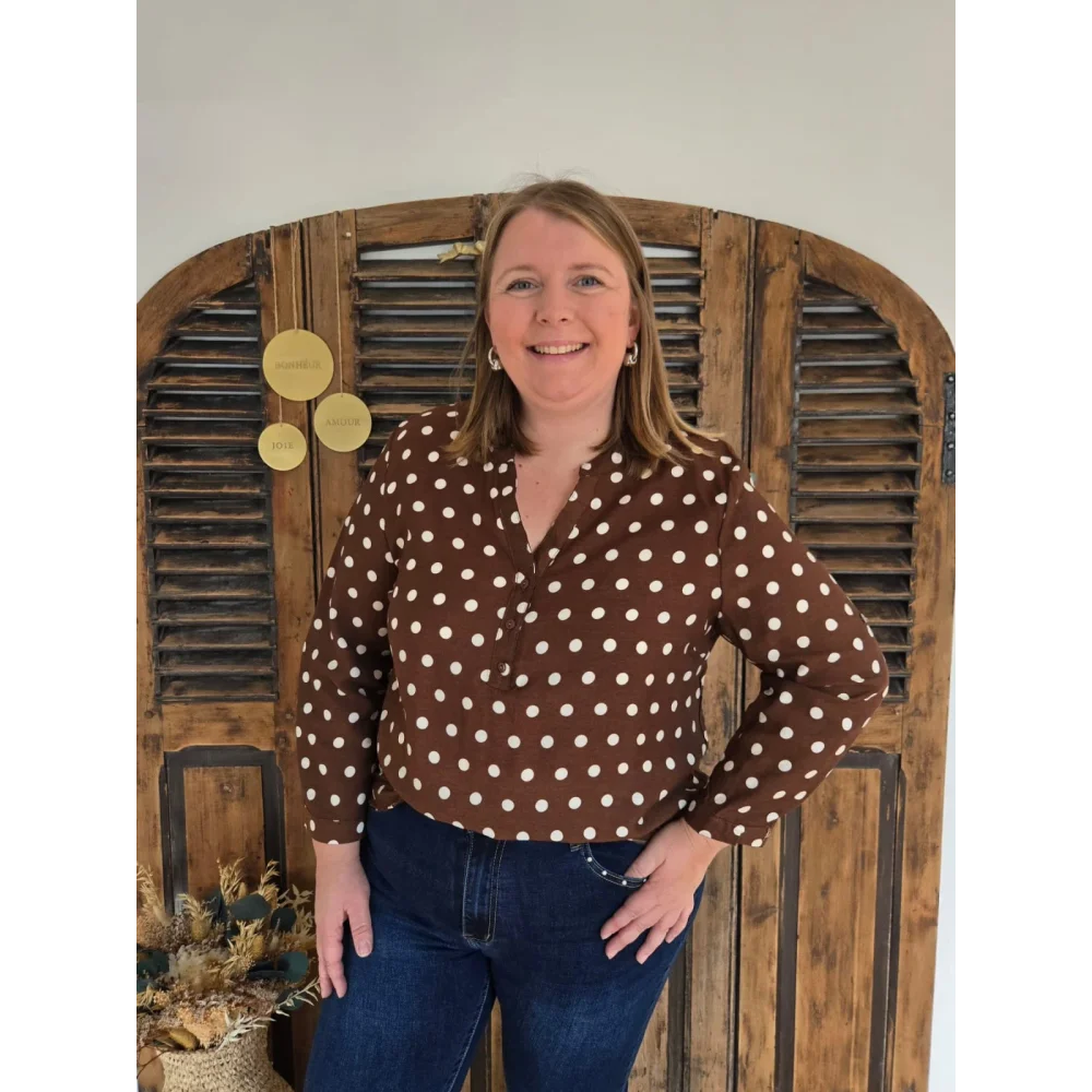 Blouse Louisa choco à pois