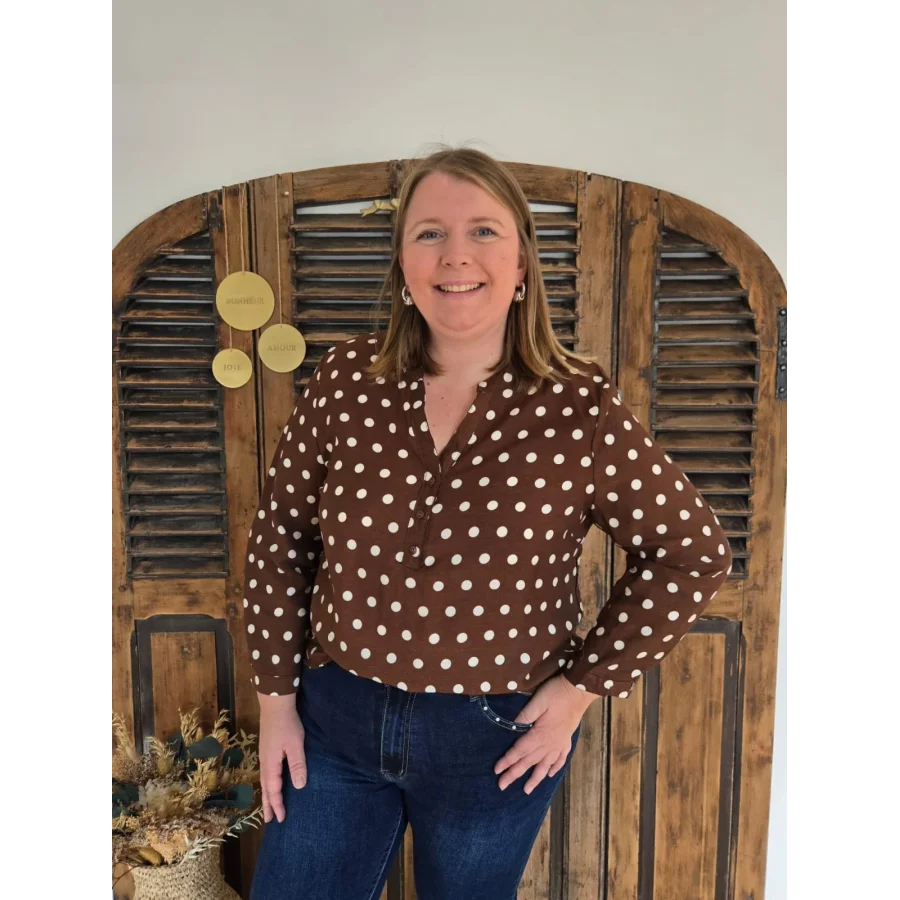 Blouse Louisa choco à pois