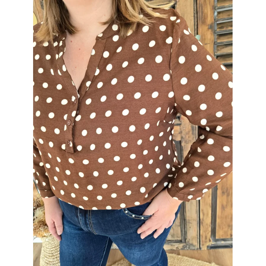 Blouse Louisa choco à pois