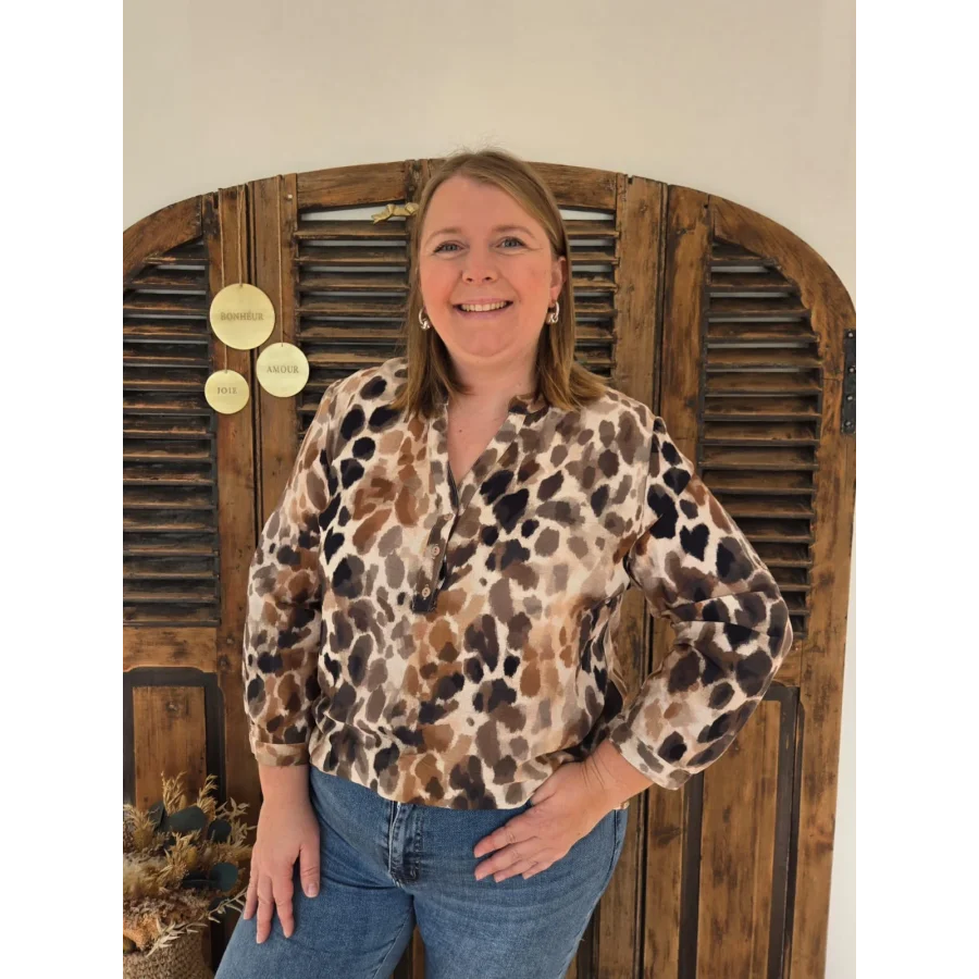 Blouse Coralie leopard taupe