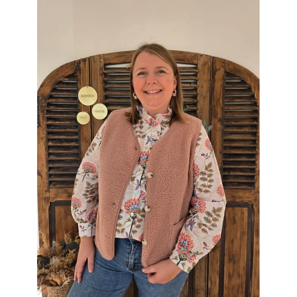Gilet Guy bouclette rose