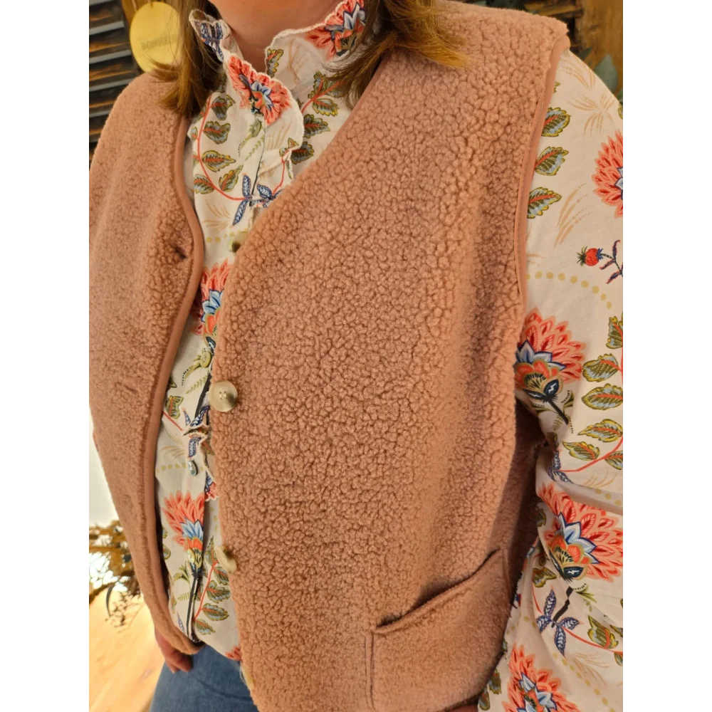 Gilet Guy bouclette rose