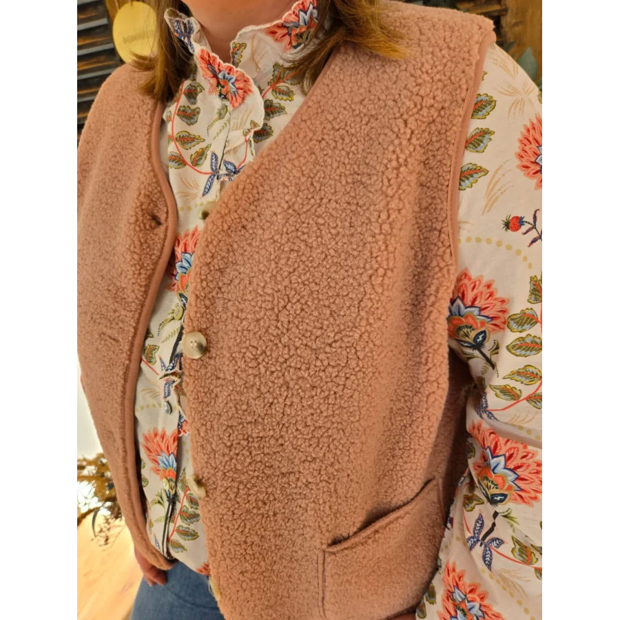 Gilet Guy bouclette rose