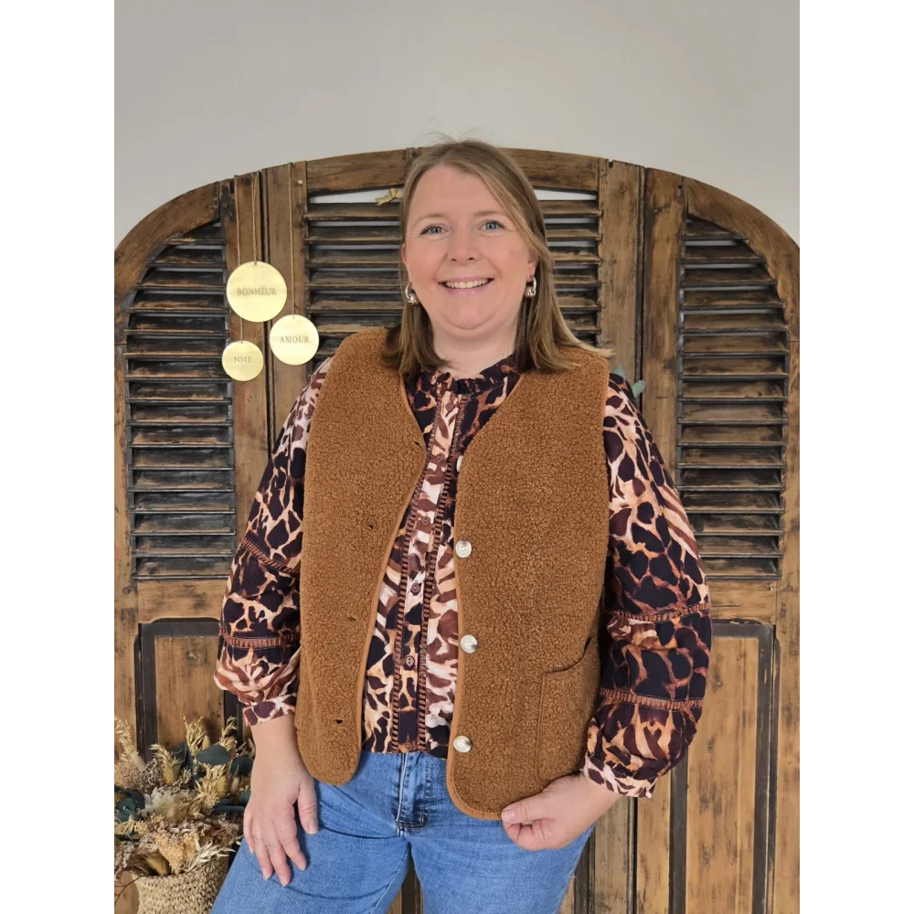 Gilet Guy bouclette camel