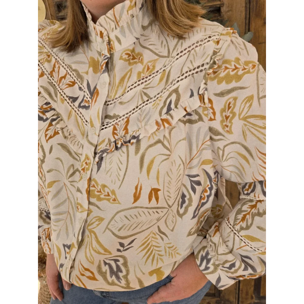 Chemise Lily feuilles kaki