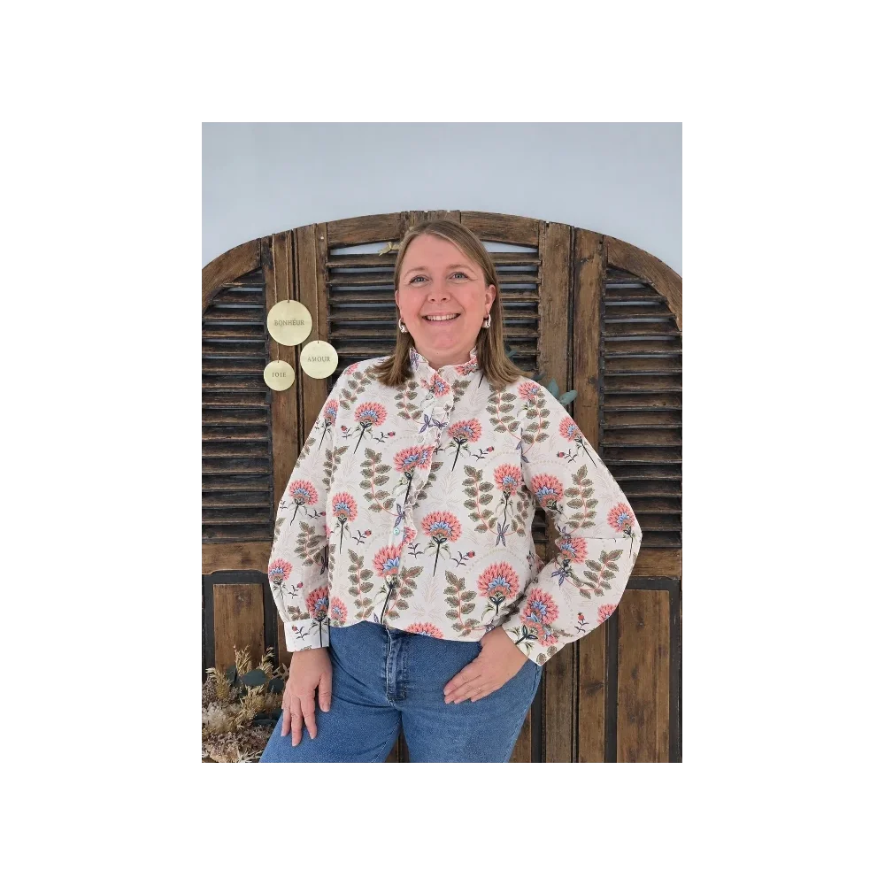 Chemise Lorine fleurs rose