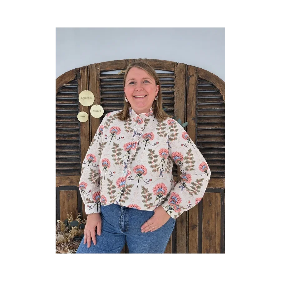 Chemise Lorine fleurs rose