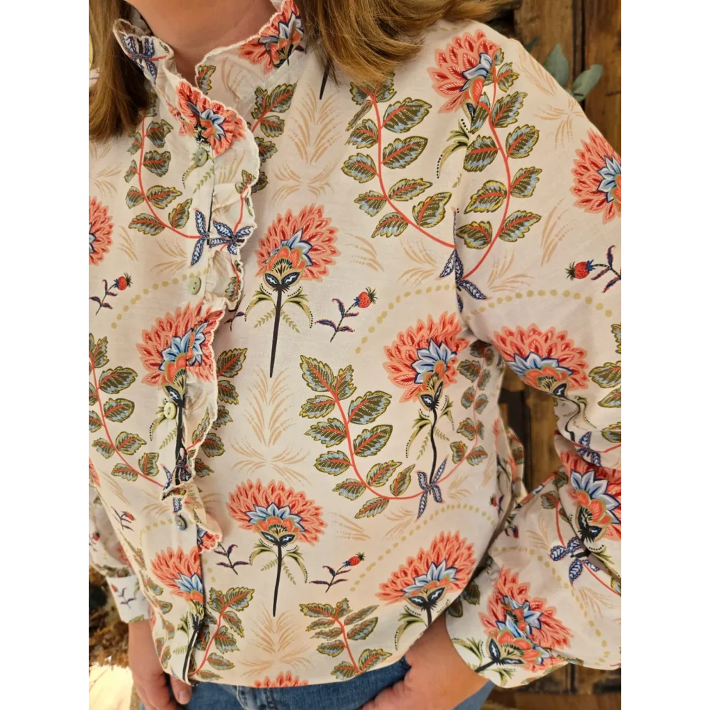 Chemise Lorine fleurs rose