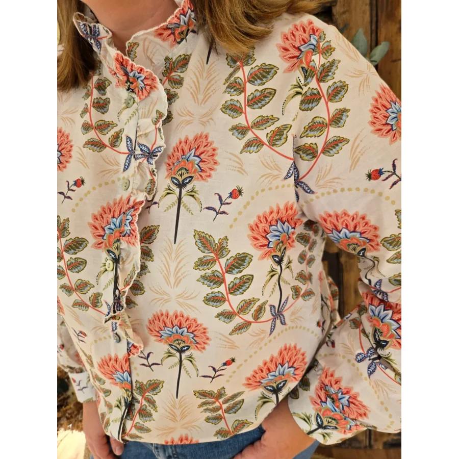 Chemise Lorine fleurs rose