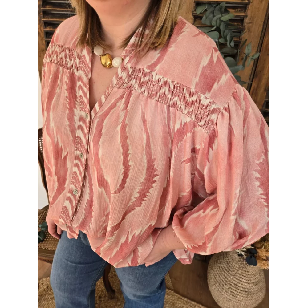 Blouse vieux rose détails paillettes