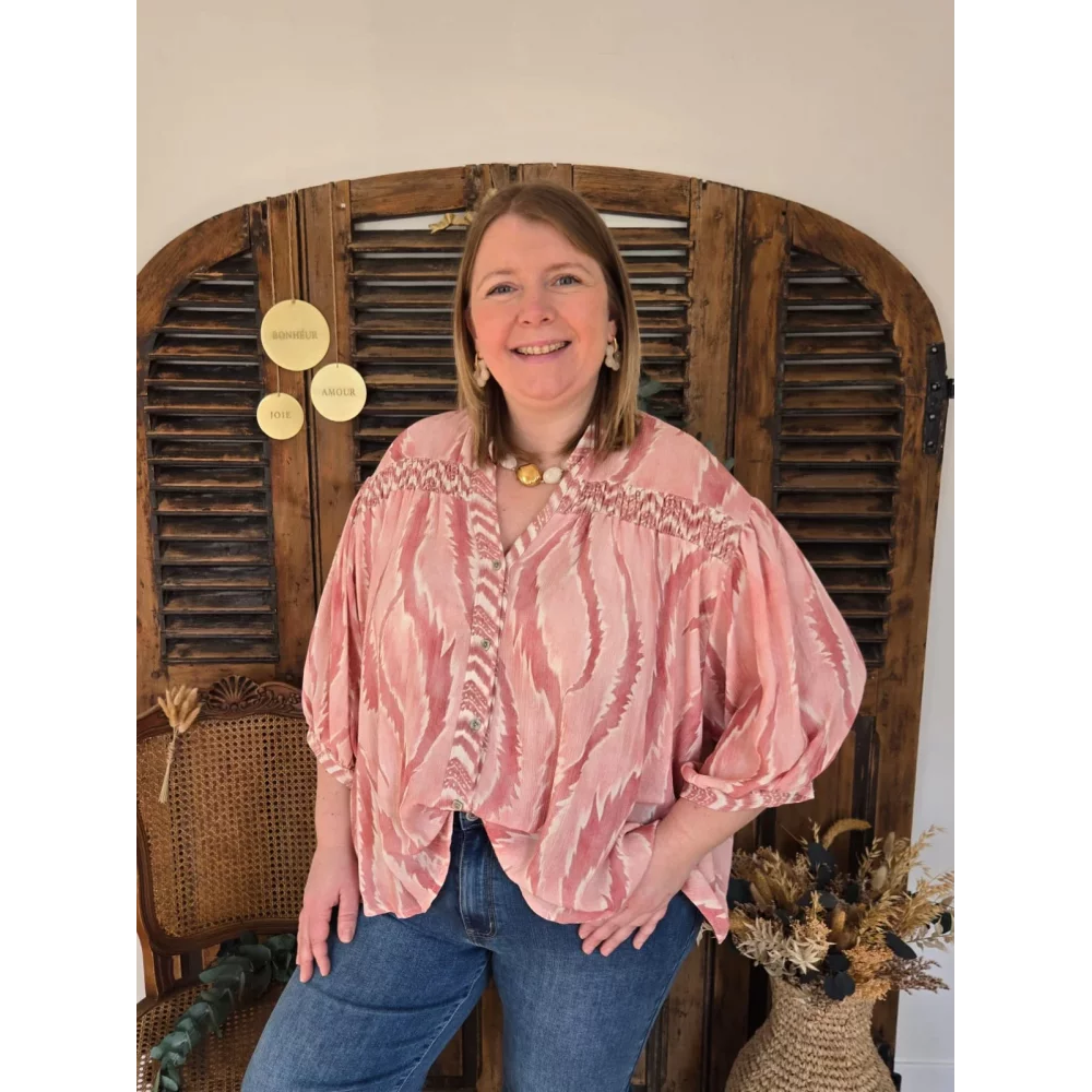 Blouse vieux rose détails paillettes